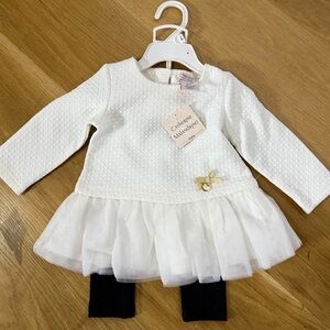 NWT Catherine Malandrino Mini - Baby Girl White Dress set size 3-6 months